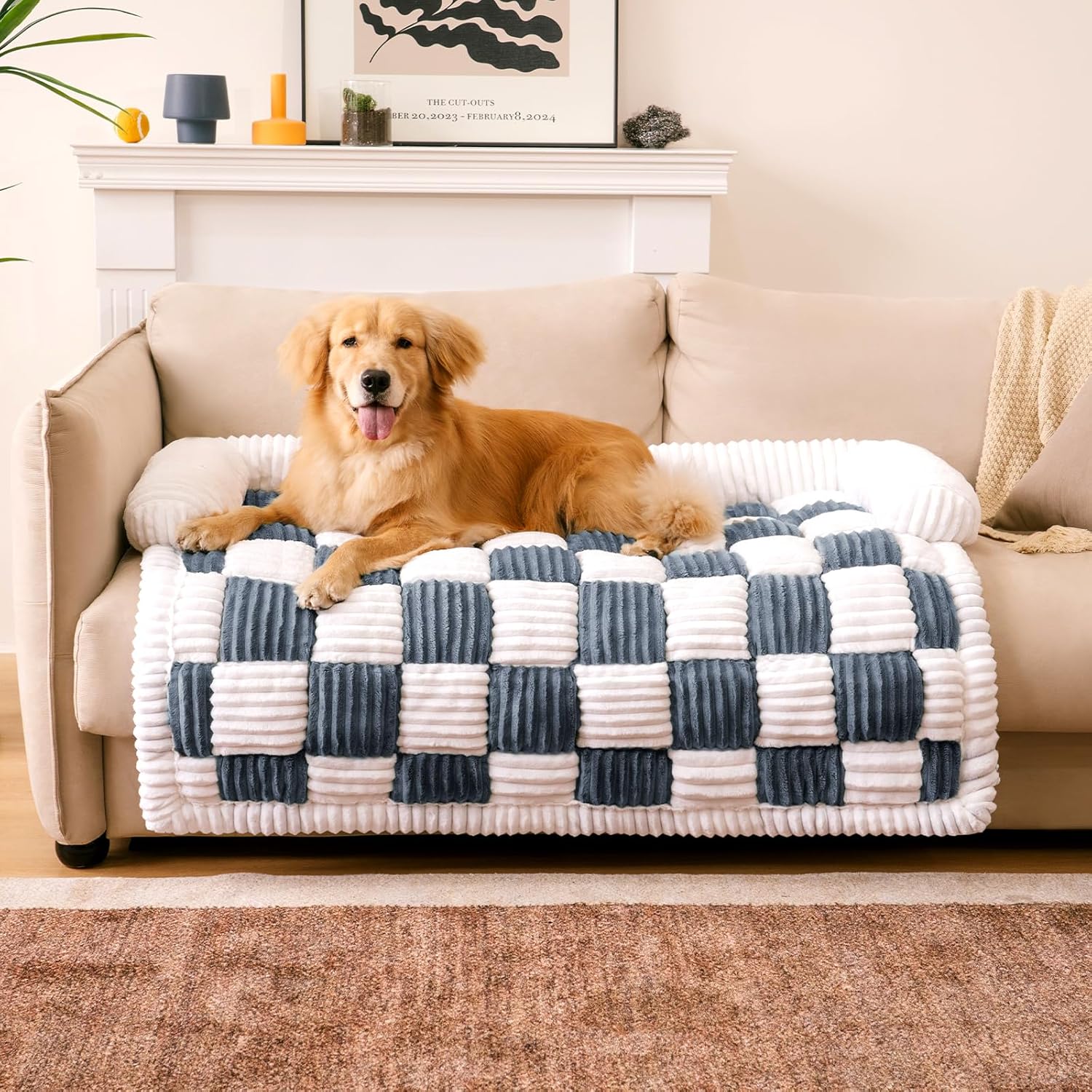 Pet Couch Covers for Sofa, Large Dog Couch Cover Protector Plush Pet Bed Mat for Furniture Protector, X-Large. Muted Grey